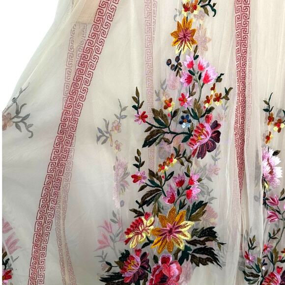 Sundance Cream Garden Soirée Embroidered Dress Maxi Dress Size SP - Picture 8 of 12